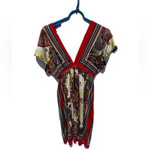 Bailey Blue multi color V front & back top. Size S